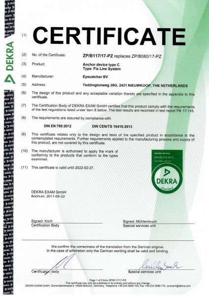 Certificate twistfix lifeline system